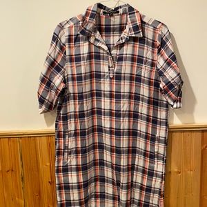 Women long shirt plaid large